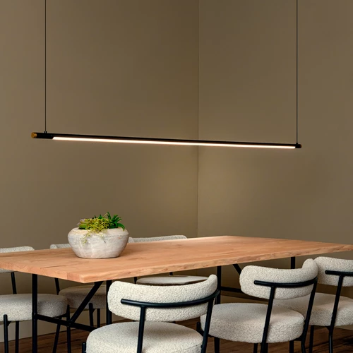 Lucide MARNIK - Suspension - Ø 2,5 cm - LED Dim. - CCT - 1x24W 2700K/4000K - Détecteur à balayage manuel - Noir | Premium - ambiance 1